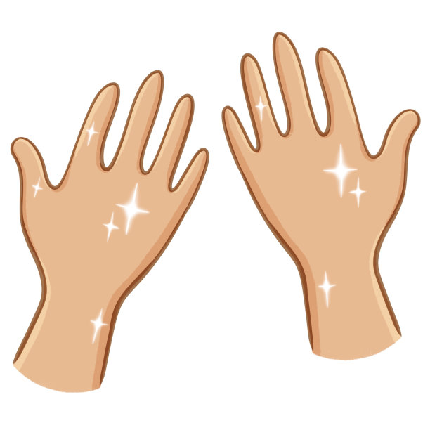 在白色背景上清洁儿童手掌。闪亮的洗后。理想的教育材料和机构图片下载