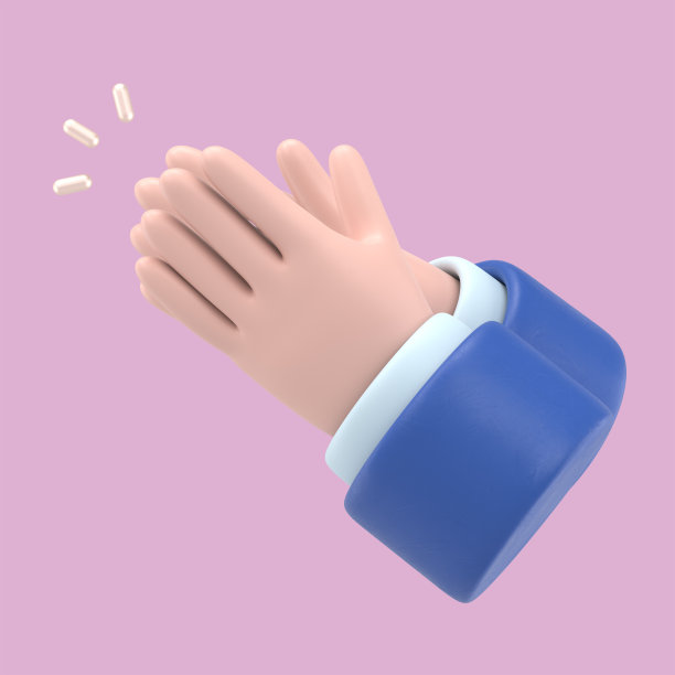 卡通人物的手鼓掌或鼓掌的声音很大。商业剪贴画隔离在粉红色背景上。性能3 d演示。图片下载