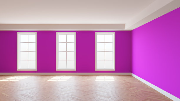 漂亮的阳光房，室内是粉色的，有白色的天花板和飞檐图片下载