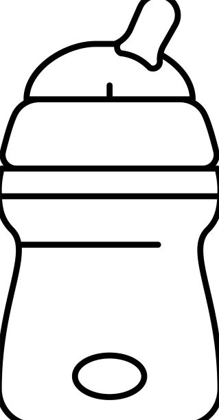 奶瓶为人工喂养宝宝线图标图片下载