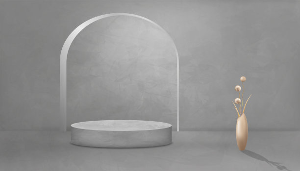 带有3d平台的灰色混凝土工作室图片下载