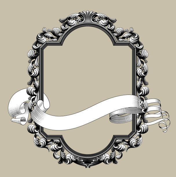 经典的装饰框架在旧的风格和丝带图片下载