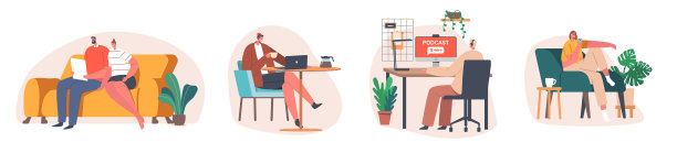 一套男女角色听播客图片下载