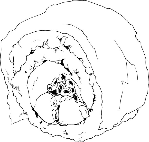用墨水手绘的美味日本卷图片下载