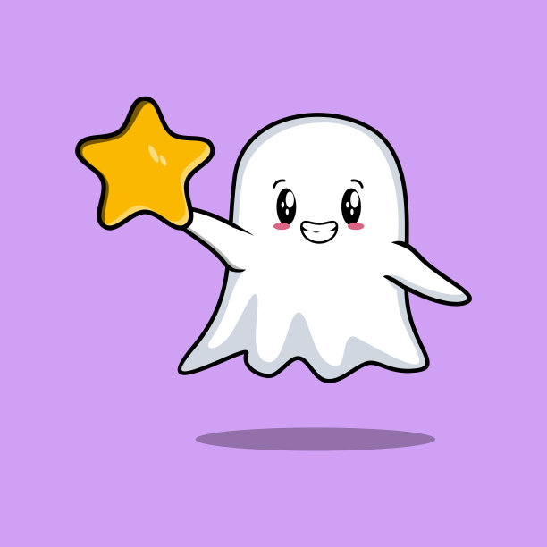 可爱的卡通鬼抱着大金星图片下载
