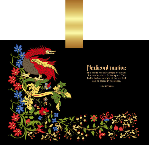 花卉和动物的中世纪照明派图片下载