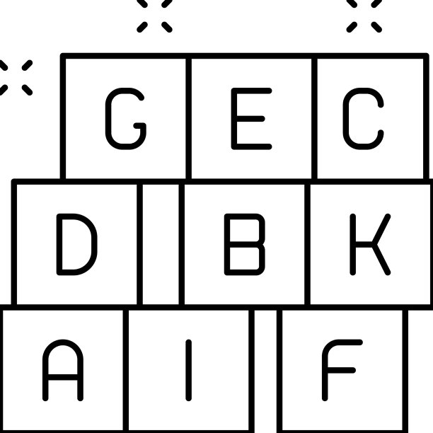 字母立方体幼儿园线图标图片下载