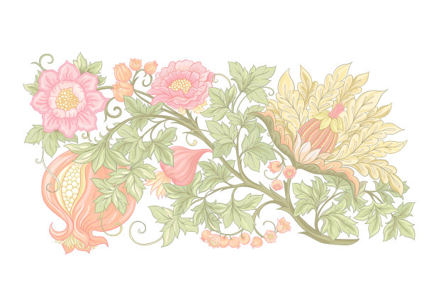 梦幻花朵在复古复古的雅各宾图片下载