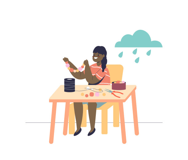 小女孩正在做手链图片下载