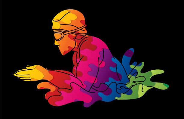 游泳运动游泳动作卡通图片下载