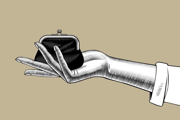 女性手里拿着复古钱包换钱图片下载