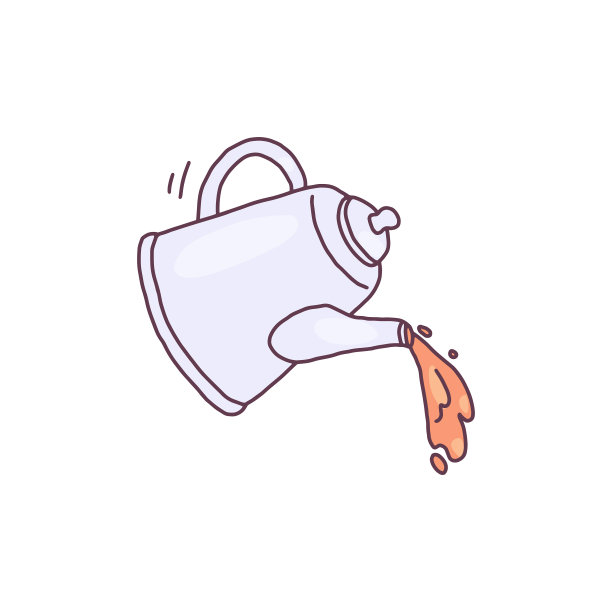 茶壶或咖啡壶与流动的饮料涂鸦图片下载