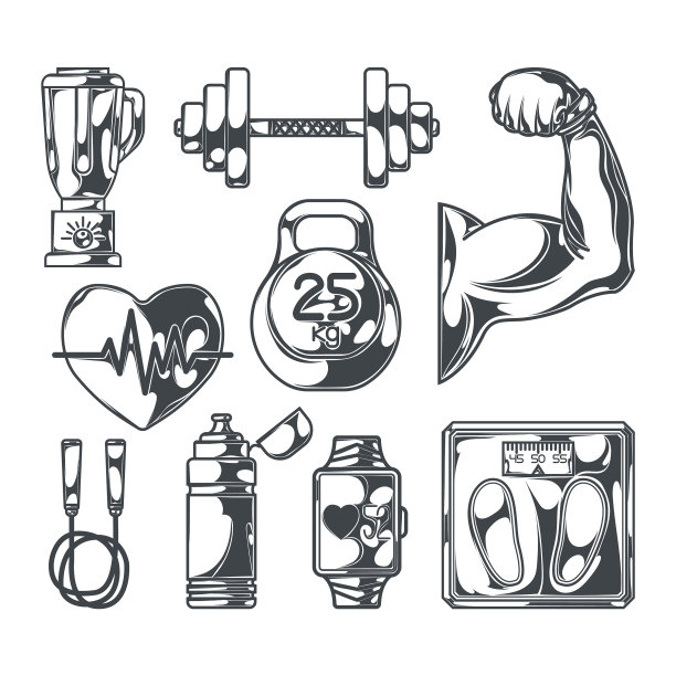 一套健康的生活方式元素创建图片下载