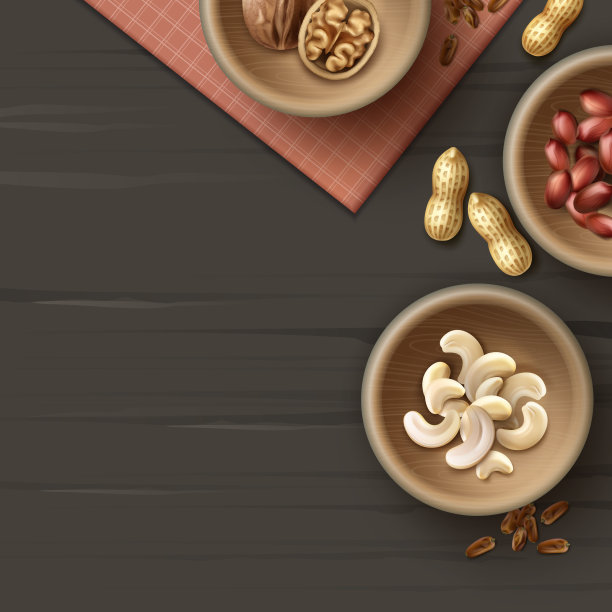 不同的坚果放在碗里图片下载