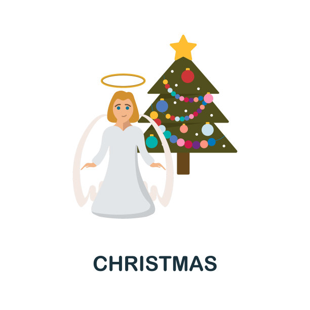 圣诞节平面图标彩色元素标志从图片下载