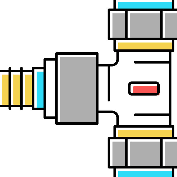 排水系统分岔管彩色图标图片下载