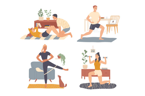 运动锻炼，在家做锻炼的人图片下载