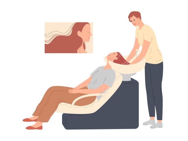 理发师给她的客户洗头发图片下载