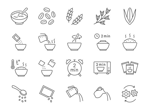 麦片餐线图标轮廓图片下载