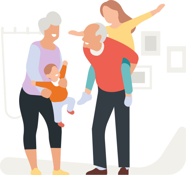 奶奶和爷爷和孩子们一起玩图片下载