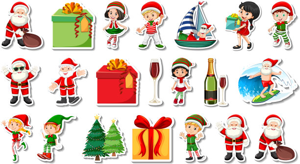 圣诞物品和卡通人物的集合图片下载