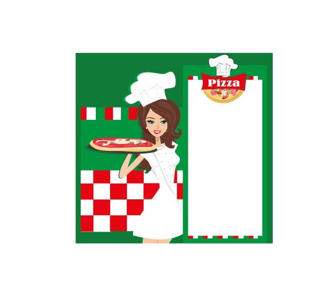 微笑的服务员为你的短信提供披萨图片下载