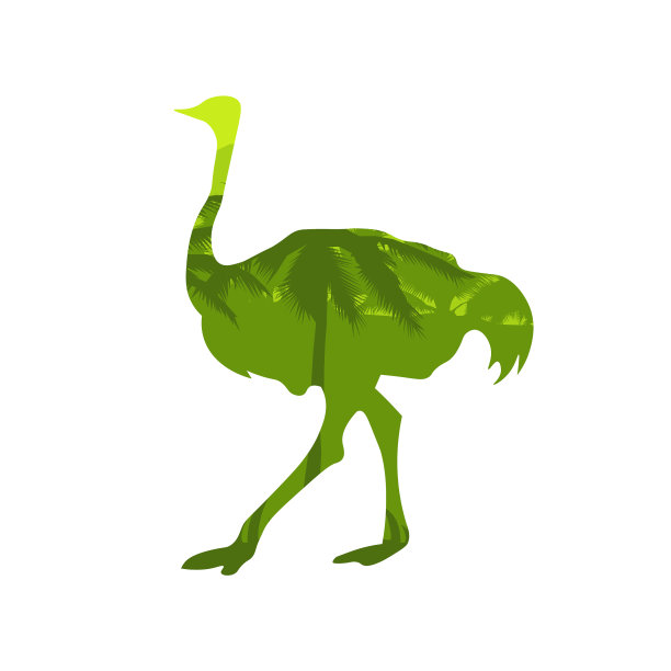 非洲大草原的鸵鸟剪影图片下载