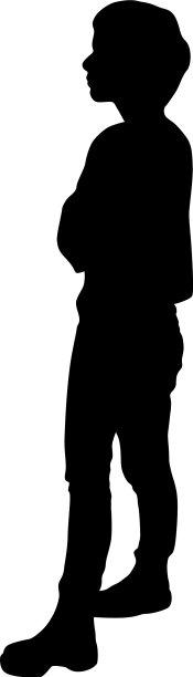 黑色剪影的女孩短发在图片下载