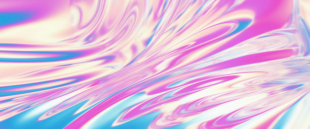 彩虹色铬波纹布织物抽象背景，紫外线全息箔纹理，液体汽油表面，波纹，金属反射。对于创意项目:封面，时尚，网络。3 d渲染插图。图片下载