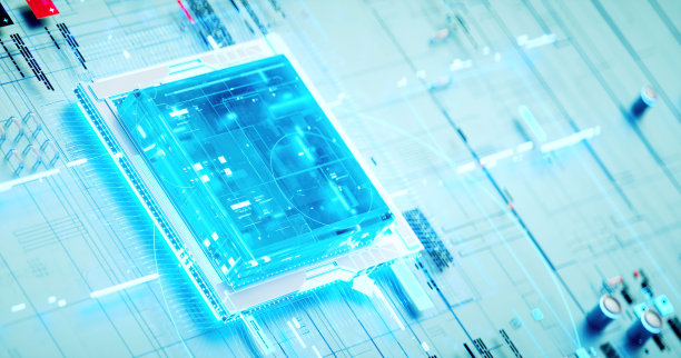 赛博朋克AI的3D渲染。电路板。技术背景。中央计算机处理器CPU和GPU的概念。数字芯片主板。技术科学背景。图片下载