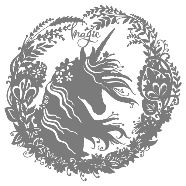 剪纸和剪纸独角兽模板9图片下载