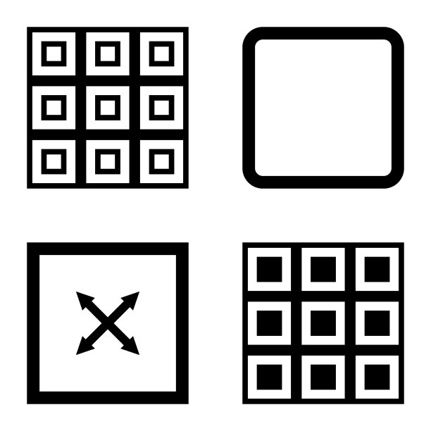 方形平面图标设置孤立的白色背景图片下载