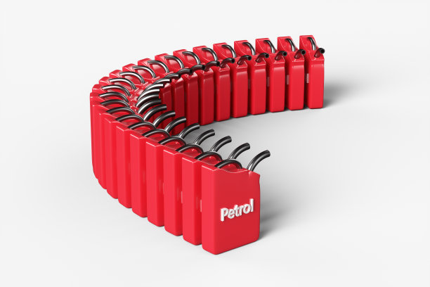 白色背景上的一组汽油罐。3 d渲染图图片下载