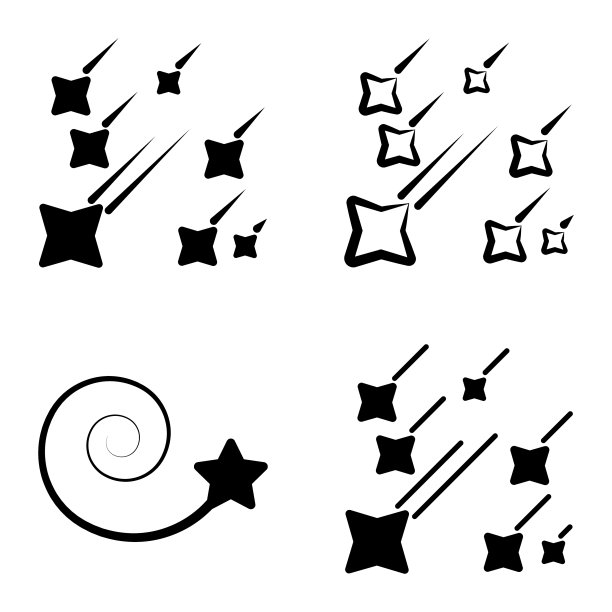 星落平面图标设置孤立在白色图片下载