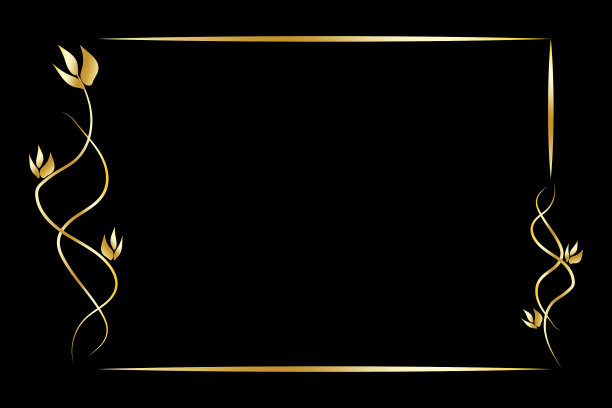 金色复古框架上的黑色背景简单图片下载