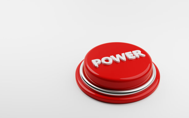 红色电源按钮概念隔离背景图片下载