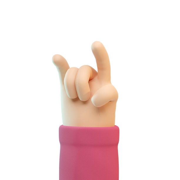 3d可爱卡通手与抽象手势隔离图片下载