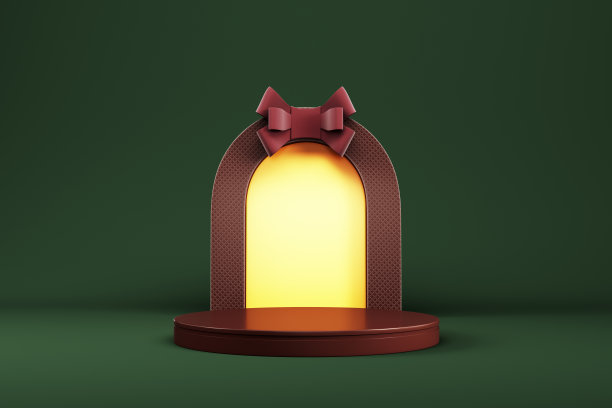 抽象的最小的背景。圆筒形平台，呈弧形和弓形，用于产品展示。图片下载