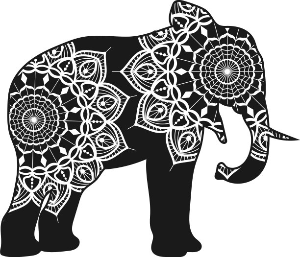 大象动物曼荼罗设计图片下载