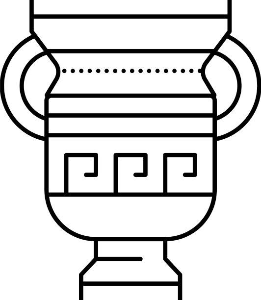 双耳罐古希腊线条图标图片下载