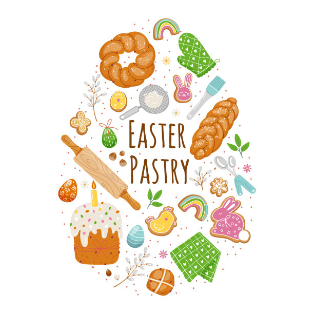 彩蛋厨房的复活节糕点元素图片下载