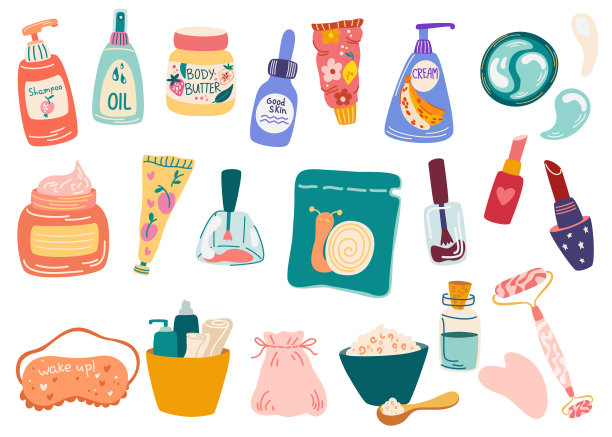 集不同的化妆品、有机化妆品和图片下载