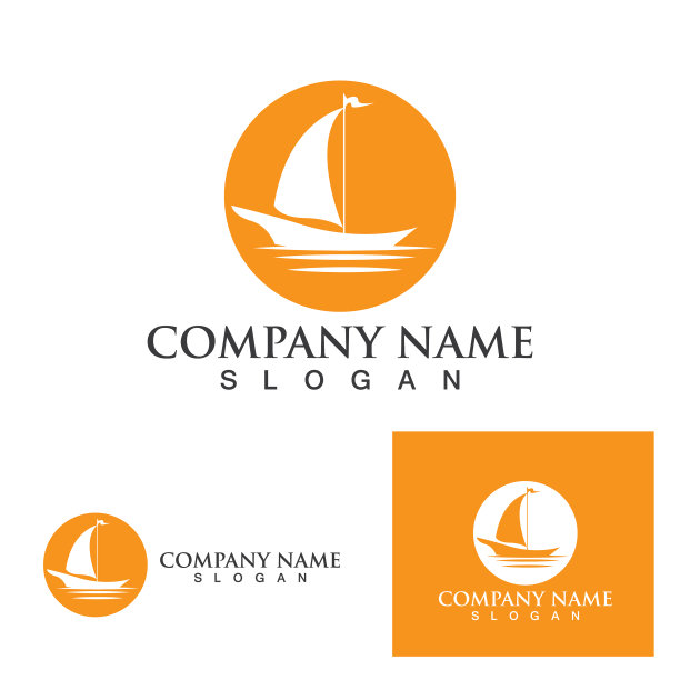 传统三角帆船标志设计剪影图片下载