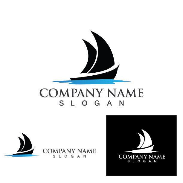 传统三角帆船标志设计剪影图片下载