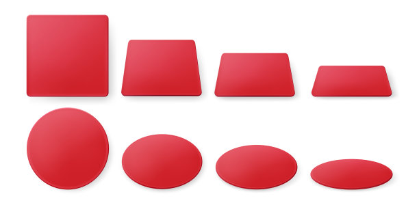 逼真的红色方形和圆形纸杯垫图片下载
