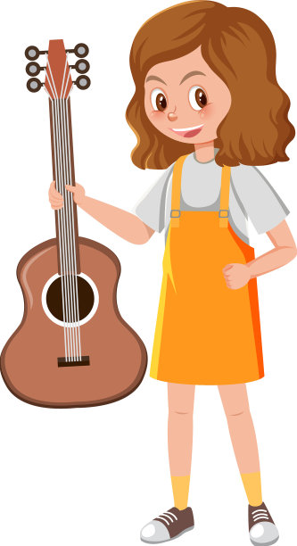 白色的女音乐家卡通人物图片下载