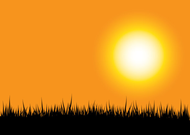 草轮廓橙色图片下载