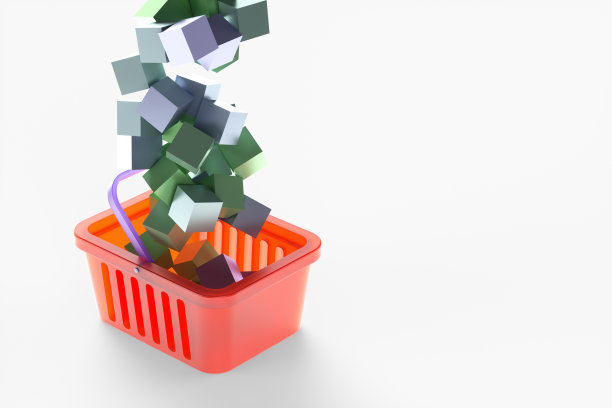 购物车里面有白色背景的盒子。3 d渲染图图片下载