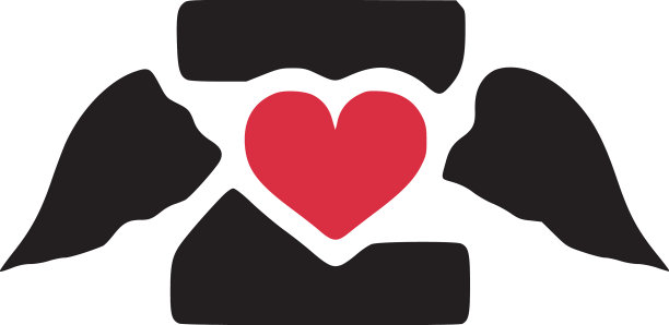 字母z与翅膀和心脏符号涂鸦图标图片下载