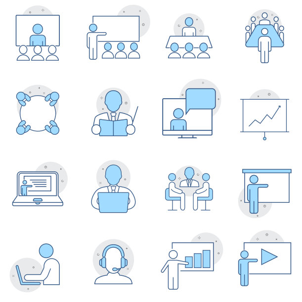 会议会议图标在细线风格像素图片下载